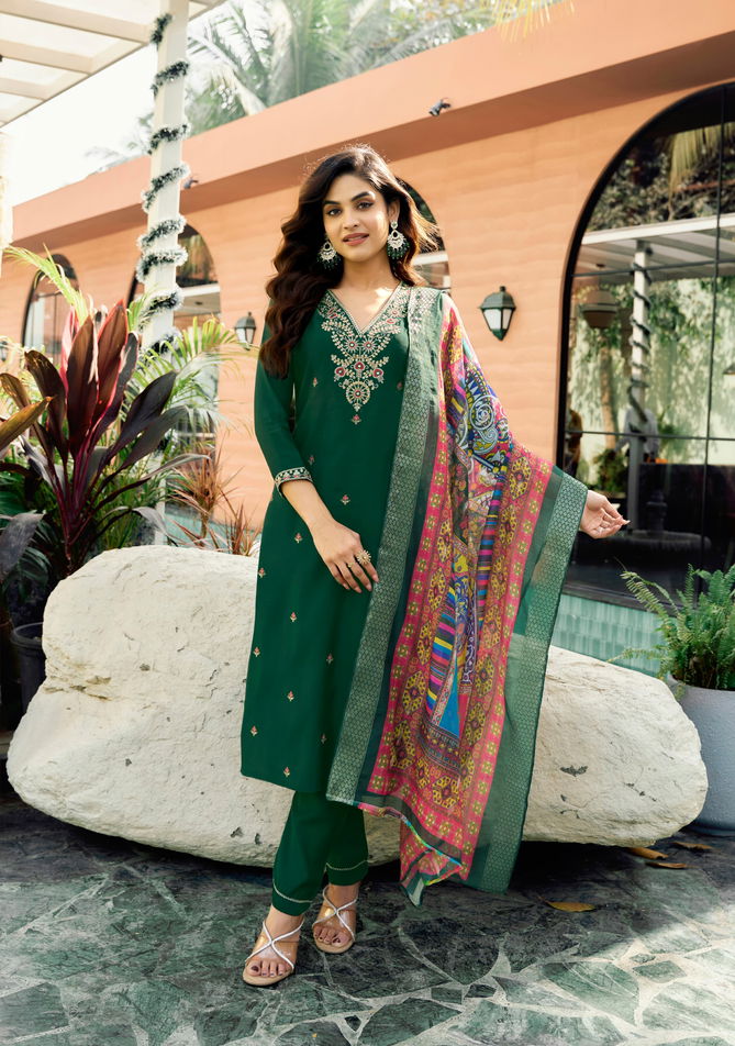 Rangat By Ossm Viscose Embroidery Kurti With Bottom Dupatta Exporters In India